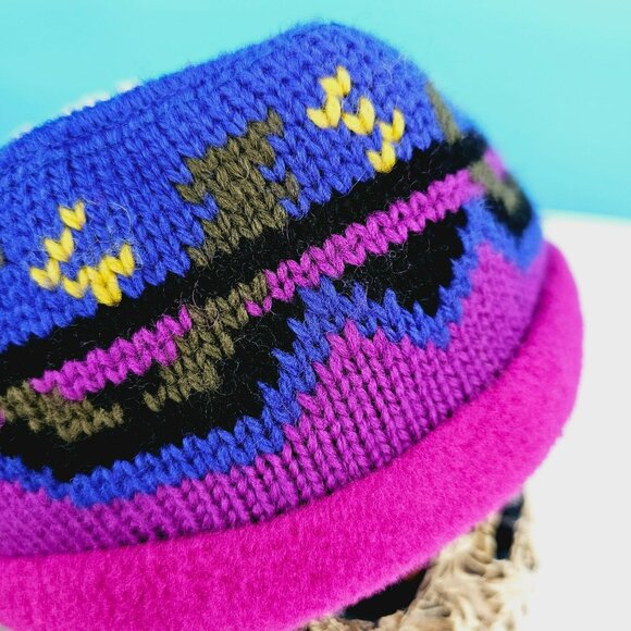 LL Bean Head Warmer Headband Wool Fleece Blue Purple Pink Nordic Fair Isle USA - Picture 8 of 11